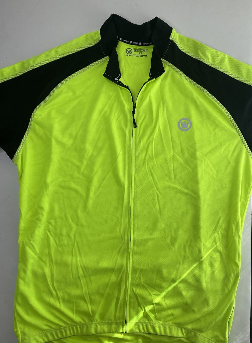 Canari Cycling Jersey Mens XL Green Black Back Pockets Half Zip Mesh Breathable